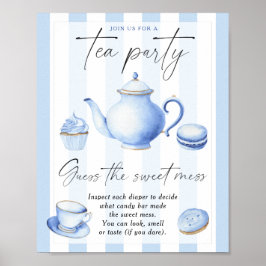 Póster Fiesta de té azul - adivinen el lío dulce