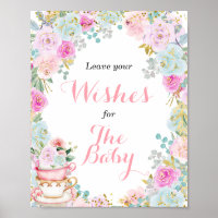 Fiesta de té Baby Shower desea un Poster bebé