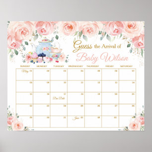 Póster Fiesta de té con flores de Rubor adivina el juego 