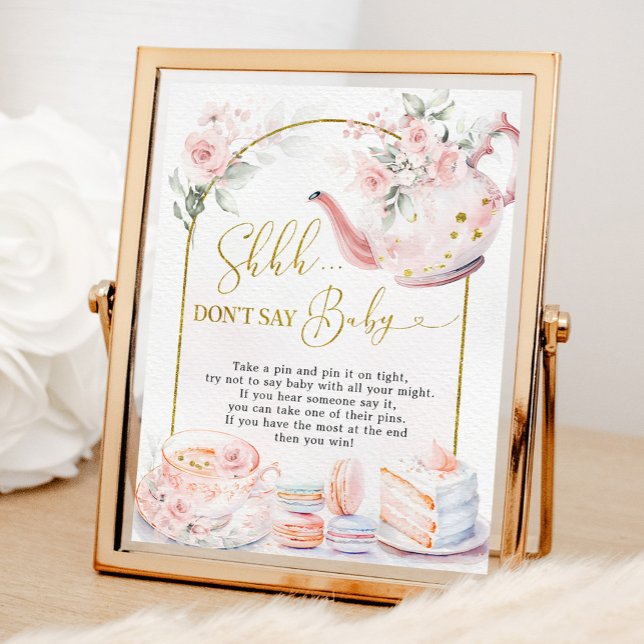 Póster Fiesta de té de Baby Shower con flores rosadas no  (Subido por el creador)