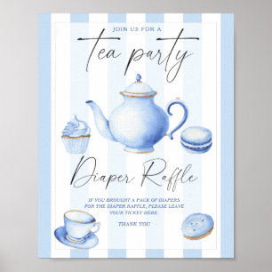 Póster Fiesta de té de elaboración ducha de bebé Rifa de 