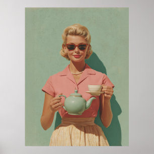 Póster Fiesta de té de Moda retro