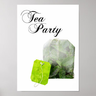 Póster fiesta de té doble exposición