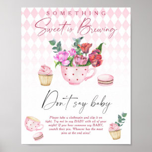 Póster Fiesta de té floral ducha bebé No digas bebé