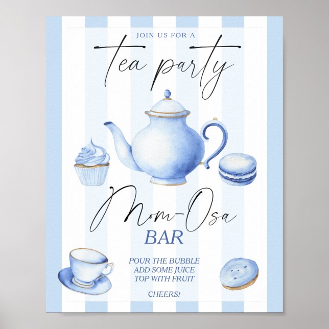 Póster fiesta de té para baby shower bar de Momosa (Frente)