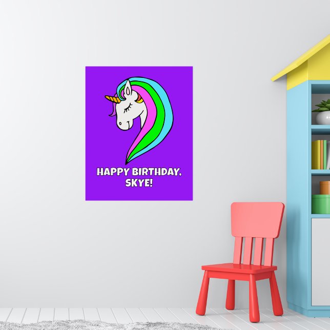 Póster Fiesta de unicornio arcoiris (Guardería 1)
