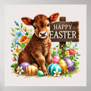 Póster Fiesta de vaca de Cucuta Happy Easter