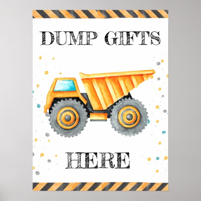 Póster Fiesta de vehículos de construcción de cumpleaños  (Frente)