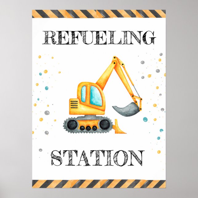 Póster Fiesta de vehículos de construcción de cumpleaños  (Frente)