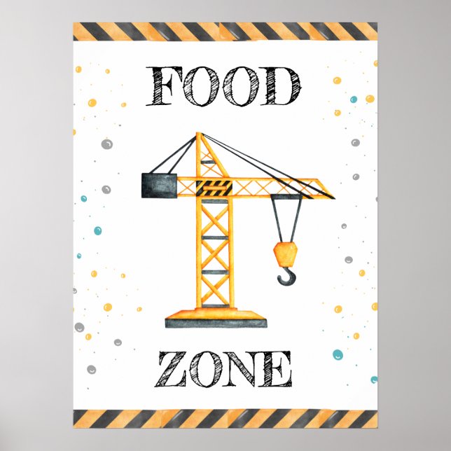 Póster Fiesta de vehículos de construcción de cumpleaños  (Frente)