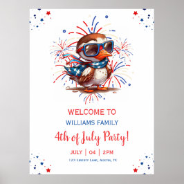 Póster Fiesta de Verano Águila Patriótica USA 4 de Julio 