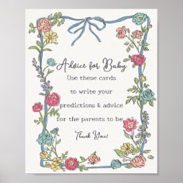 Póster Fiesta de verano consejo de ducha floral para bebé