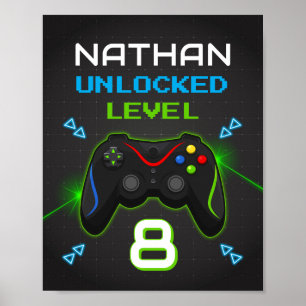 Póster Fiesta de videojuego Niveles Niveles Niños Rótulo 
