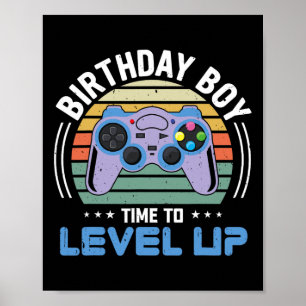Póster Fiesta de videojuegos de Level Up Birthday Boy par