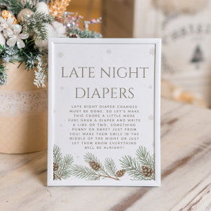 Póster Fiesta de Winter Baby Shower Late Night Diapers