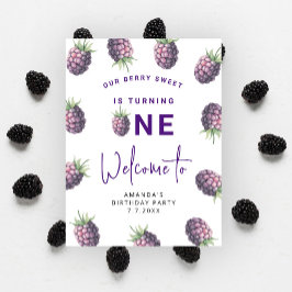 Póster Fiesta del 1er cumpleaños de Blackberry | Berry Fi