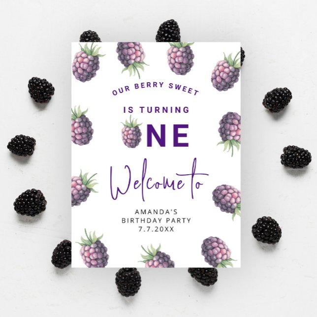 Póster Fiesta del 1er cumpleaños de Blackberry | Berry Fi (Subido por el creador)