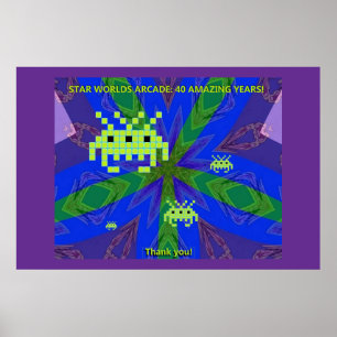Póster Fiesta del 40º Aniversario de Star Worlds Arcade