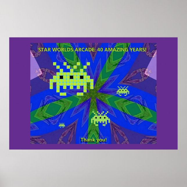 Póster Fiesta del 40º Aniversario de Star Worlds Arcade (Frente)