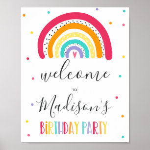 Póster Fiesta del cumpleaños brillante del arcoiris