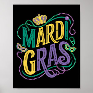 Póster Fiesta del desfile Mardi Gras Chicas Gráfico