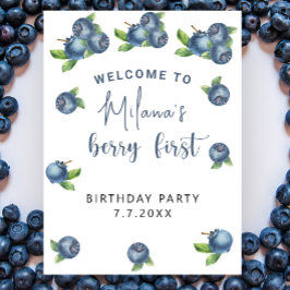 Póster Fiesta del primer cumpleaños de Blueberry | Berry 