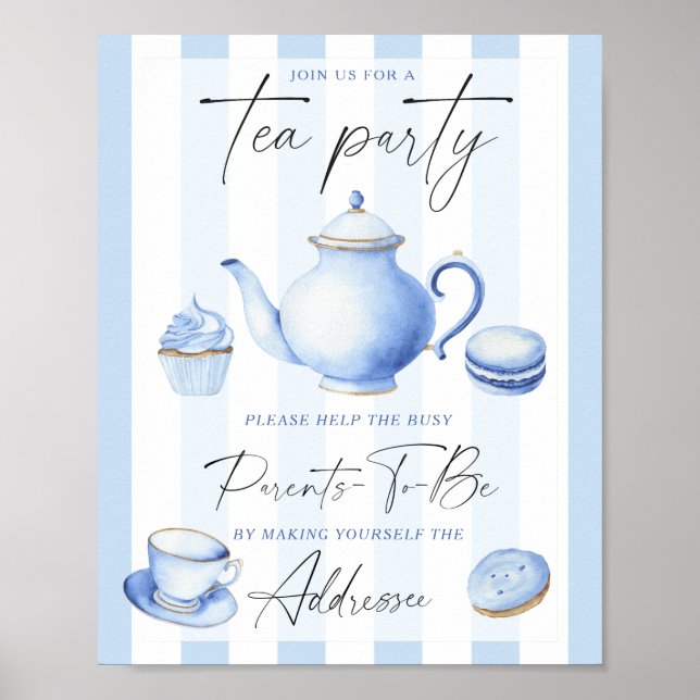Póster Fiesta del té - Ayude a los futuros padres ocupado (Frente)