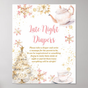 Póster Fiesta del Té de Invierno para Baby Shower Pañales