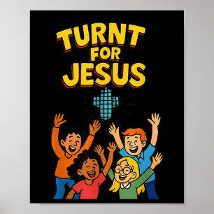 Póster Fiesta Divertida de Fe Cristiana Alabanza para Jes