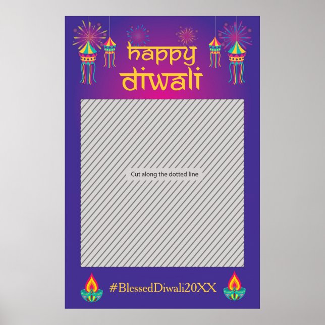 Póster Fiesta Diwali para foto Booth (Frente)