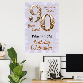 Póster Fiesta elegante por 90 cumpleaños