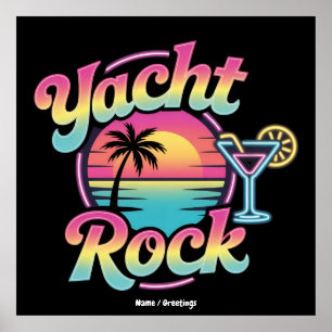 Póster Fiesta en barca de Yacht Rock desvaído – Sonidos s