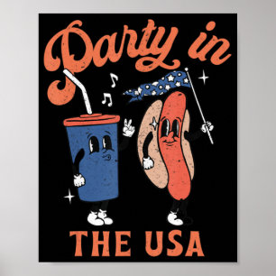 Póster Fiesta En Eeuu Hot Dog Ama A EEUU Diversión Cuarto