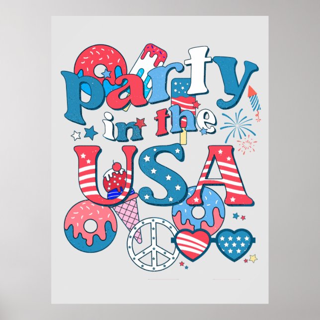 Póster Fiesta En EEUU - Verano Americano 4 De Julio (Frente)