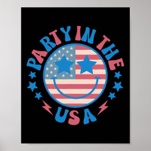 Póster Fiesta En Estados Unidos 4 De Julio Sonrisa Preppy