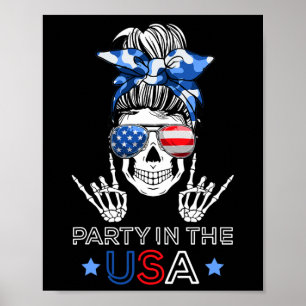 Póster Fiesta En Estados Unidos Moño Desordenado Esquelet