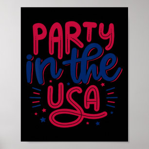 Póster Fiesta En Estados Unidos Vintage Día De La Indepen