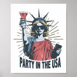 Póster Fiesta En La Estatua De La Libertad Estadounidense