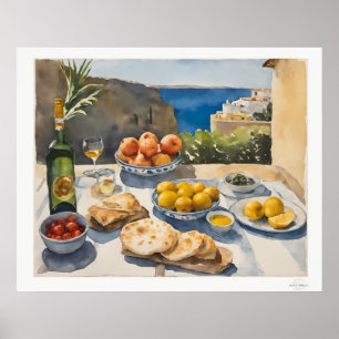 Póster Fiesta en la Mesa Mediterránea Lienzo, Comedor Cos