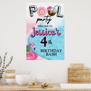 Póster Fiesta en la Piscina Brillante y Colorida 