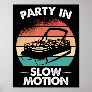 Póster Fiesta En Movimiento Lento Pontoon Bote Sunset