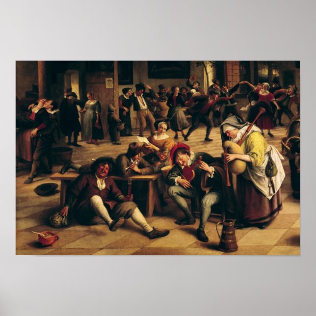 Póster Fiesta en un Inn, detalle del grupo central (Frente)