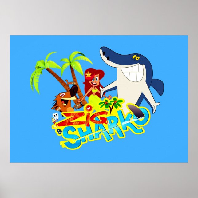 Póster Fiesta exótica de dibujos animados de Zig y Sharko (Frente)