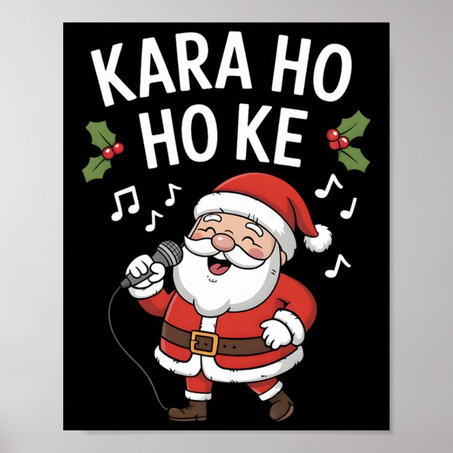 Póster Fiesta familiar de karaoke divertida de Navidad (Frente)