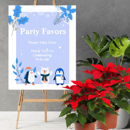 Póster Fiesta Favor Snowflake invierno maravilla pingüino