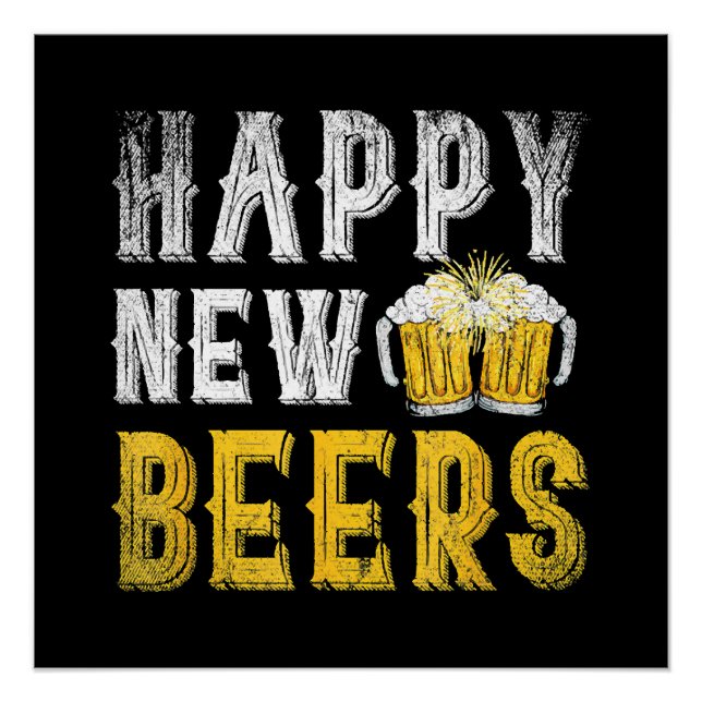 Póster Fiesta Feliz de Cerveza de Año Nuevo (Anverso)