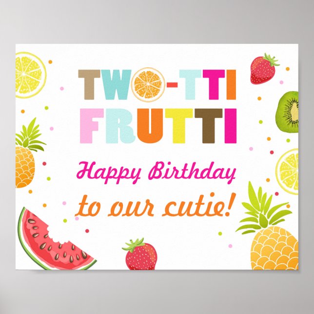 Póster Fiesta firma feliz cumpleaños Dos tti frutti Fruit (Frente)