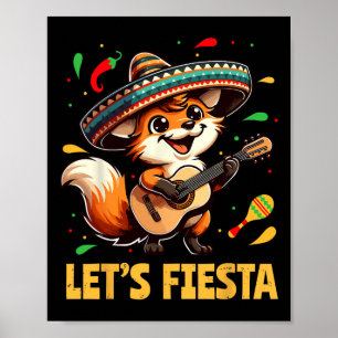 Póster Fiesta Fox Sombrero Cinco De Mayo Niño Mexicano