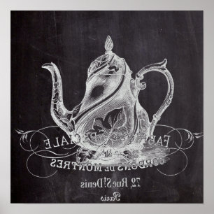 Póster fiesta francés parís tetera tetera