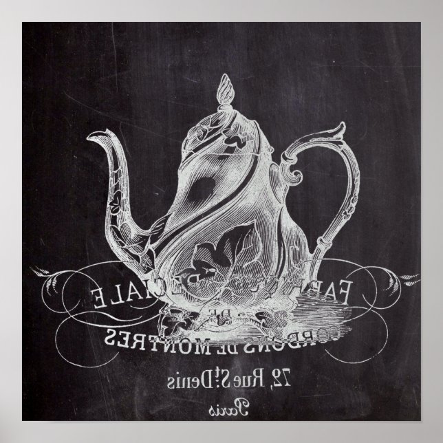 Póster fiesta francés parís tetera tetera (Frente)